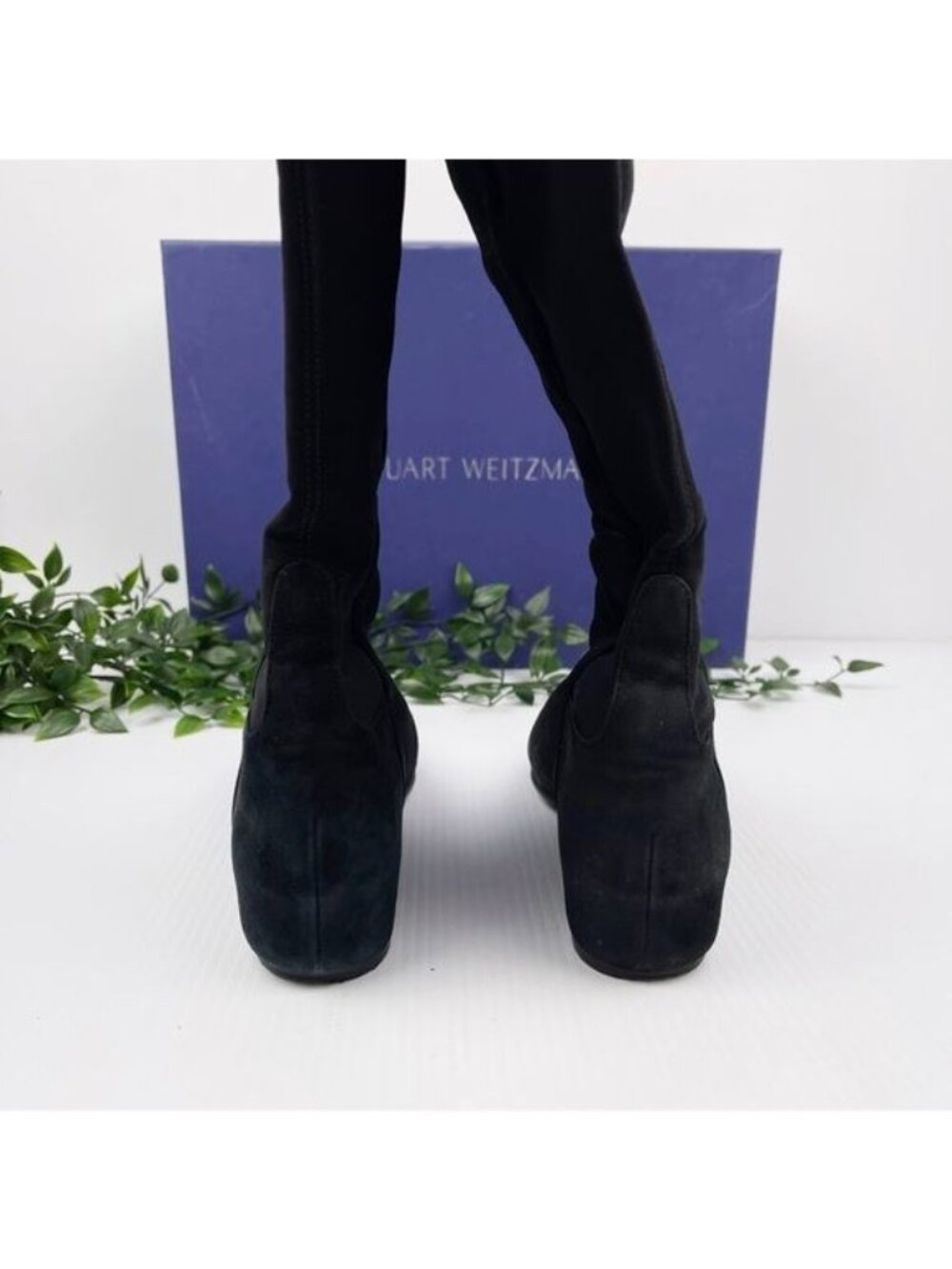 Stuart Weitzman lander otk anthracite suede wedge boots Size 7.5 - Picture 3 of 9